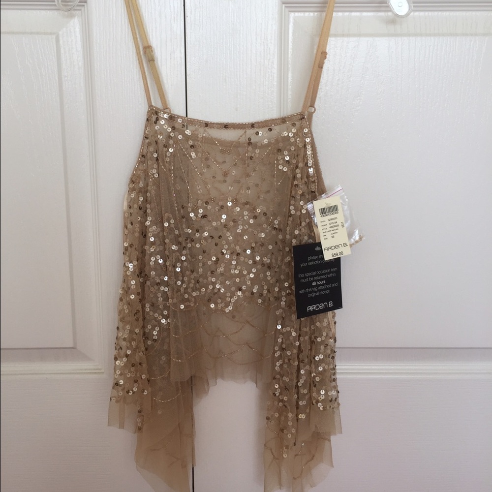 Gold sheer sequin clubbing/formal top